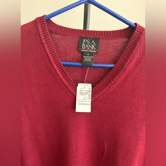 NWT Jos A Bank Signature Collection Pima cotton sweater vest burgundy wine 🍷 XL - Picture 3 of 6